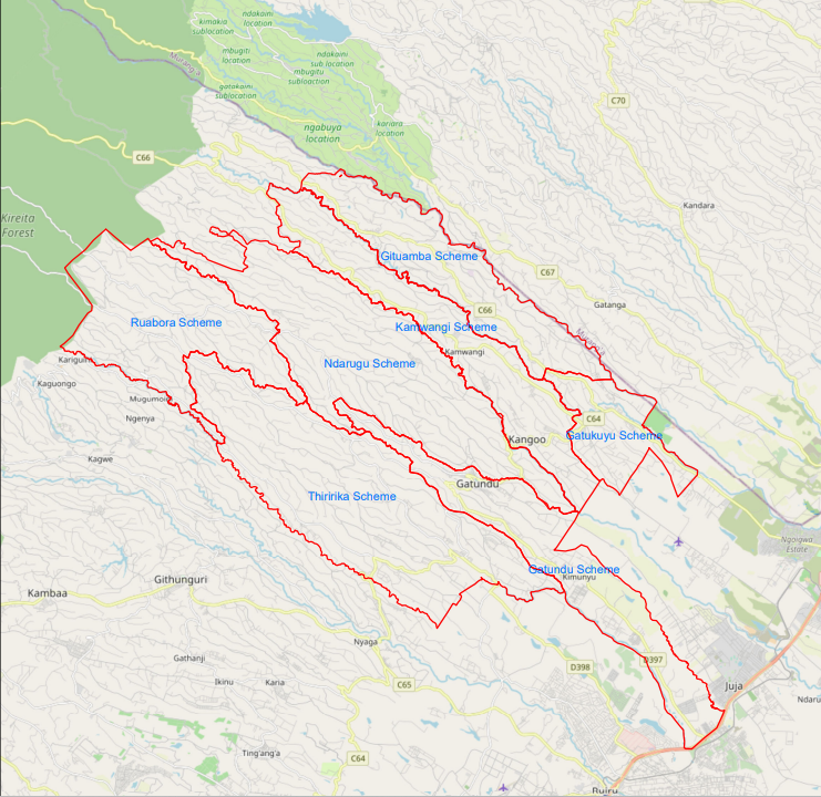 Gatundu Water Area of Supply Map